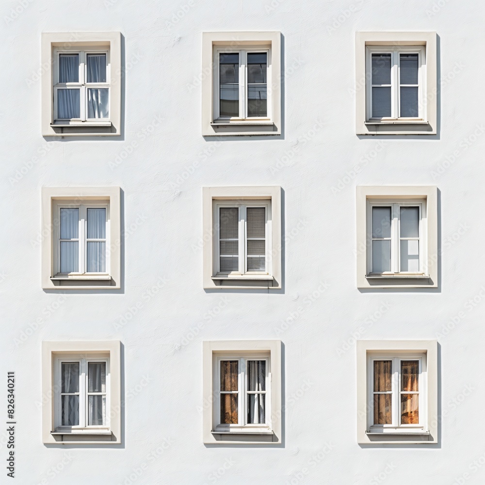 White building windows arranged as a pattern used for background. Close up view White building windows arranged as a pattern used for background. Close up view