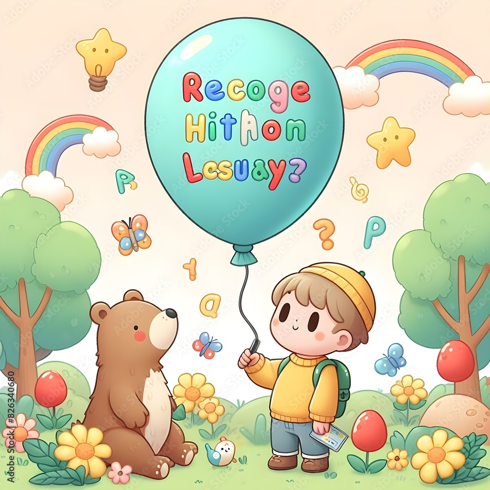 Naklejka premium children with balloons