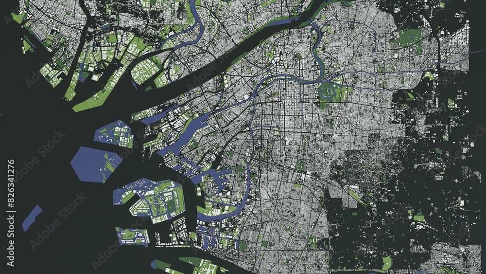 Fototapeta premium 3D illustration of city and urban in Osaka Japan