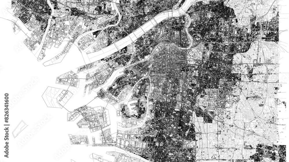 Obraz premium 3D illustration of city and urban in Osaka Japan