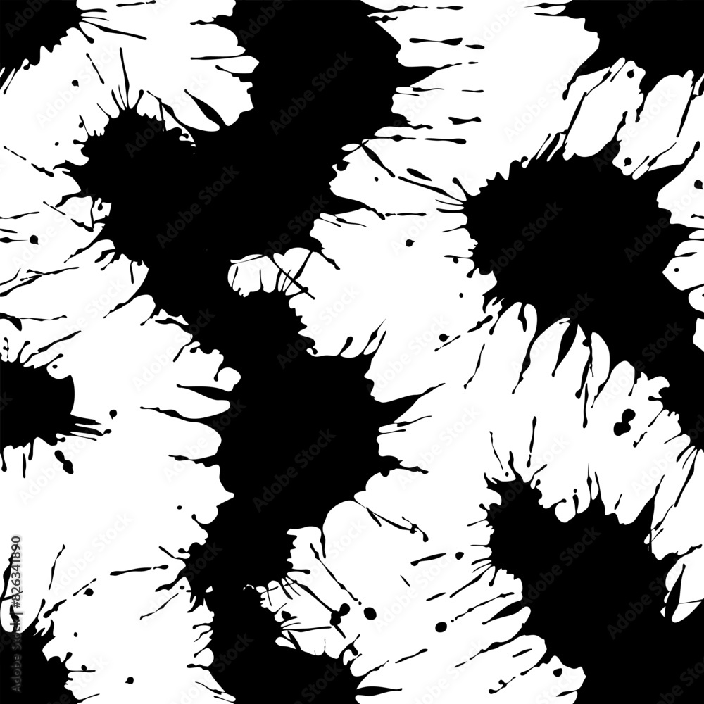 Naklejka premium seamless black ink splat background. seamless splash water background. seamless pattern with splashes ink. Ink splatter seamless pattern background