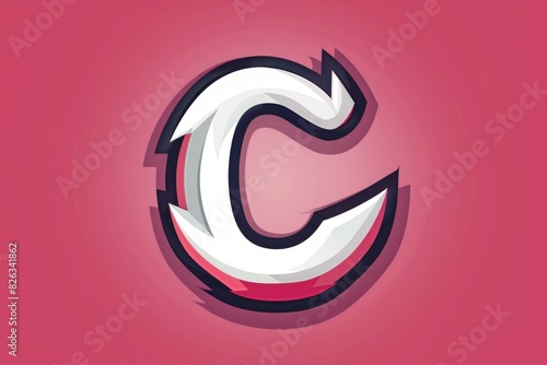 Simple white and red letter C on a pink background. Perfect for educational materials