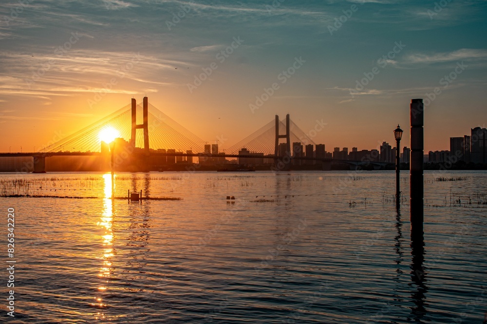 Yangtze River at sunrise in Wuhan, China Yangtze River at sunrise in Wuhan, China