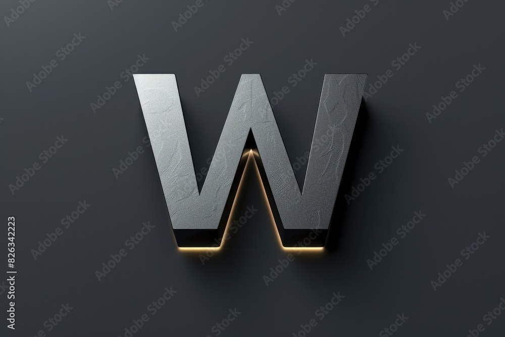 Stylish black and gold letter W on a dark backdrop. Perfect for branding and design projects Stylish black and gold letter W on a dark backdrop. Perfect for branding and design projects