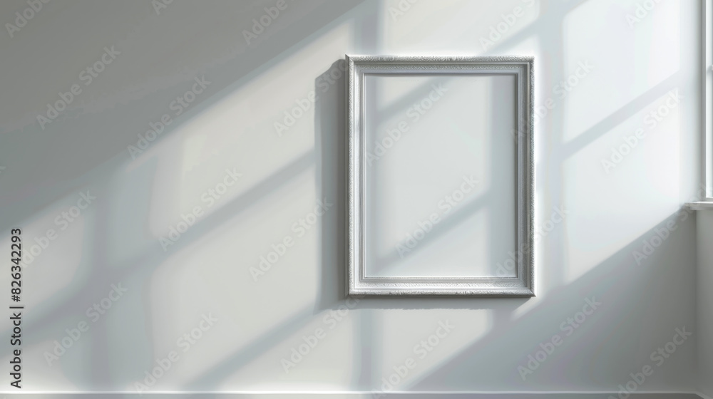 Blank frame on a white wall background