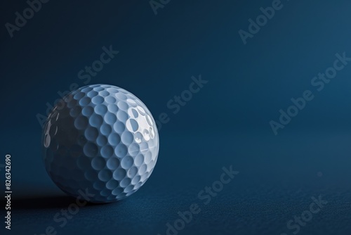 A white golf ball resting on a blue surface  ideal for sports and leisure concepts