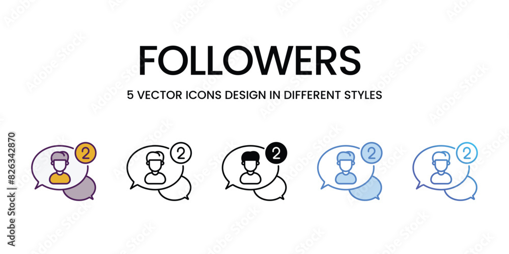 Followers icons vector set stock illustration.