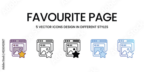 Favourite Page icons vector set stock illustration.