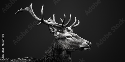 A striking black and white image of a deer. Suitable for various design projects