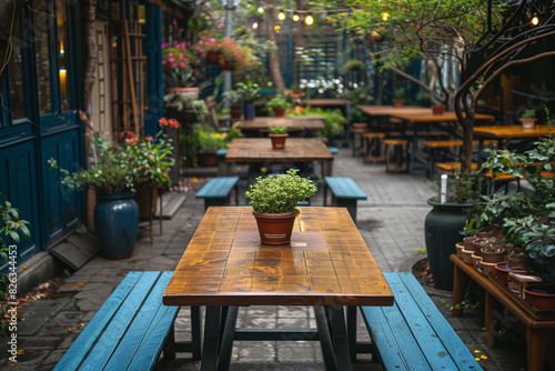 Photo of a cozy caf   with outdoor seating