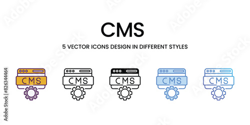 Cms icons vector set stock illustration.