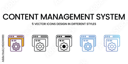 Content Management System icons vector set stock illustration.