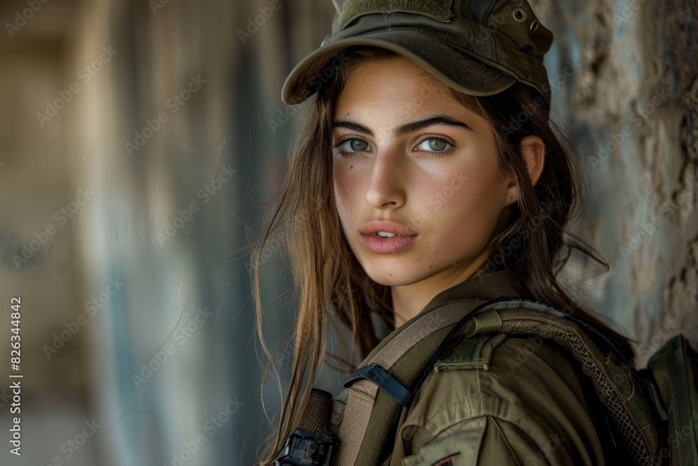 A beautiful young woman in military attire. Suitable for military-themed projects A beautiful young woman in military attire. Suitable for military-themed projects