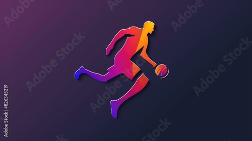 A person kicking a soccer ball on a vibrant purple background. Suitable for sports and competition concepts