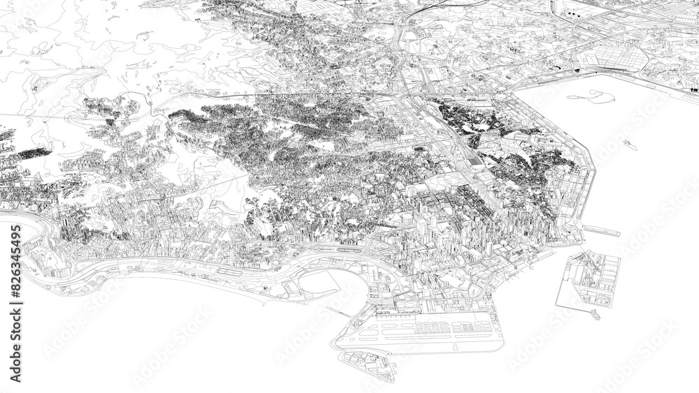 Fototapeta premium 3D illustration of city and urban in Rio de Janeiro Brazil