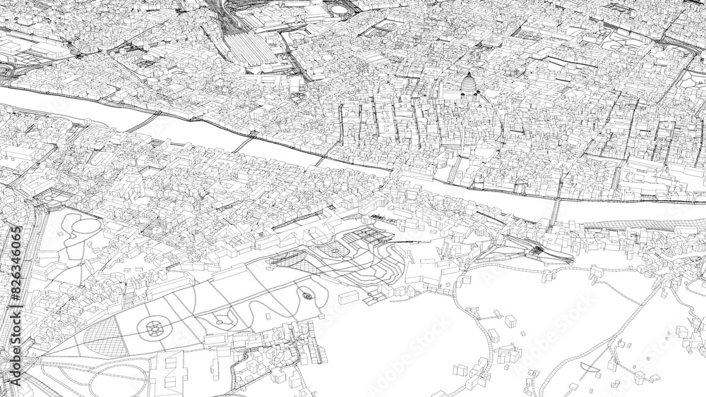 Fototapeta premium 3D illustration of city and urban in Florence Italy