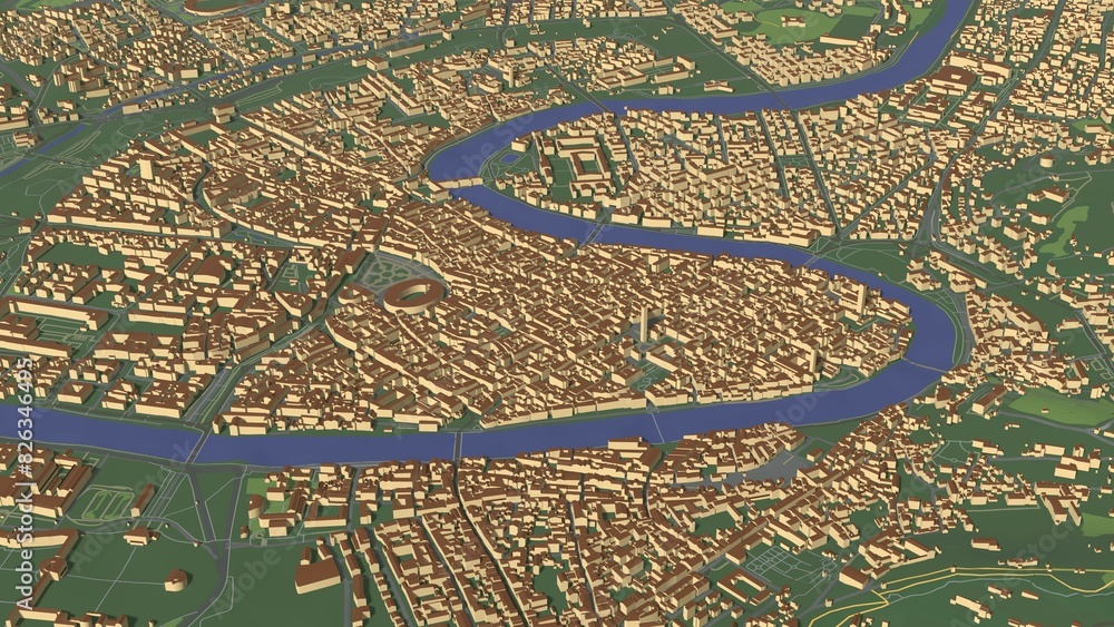 Obraz premium 3D illustration of city and urban in Verona Italy