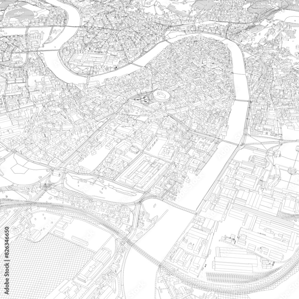 Naklejka premium 3D illustration of city and urban in Verona Italy