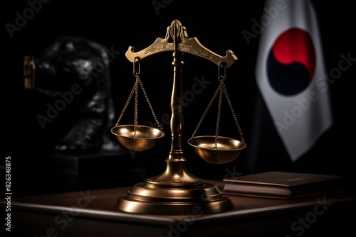 Close-Up of a Golden Scales of Justice in a Legal Setting. Symbolizing Fairness and Equity, Constitution Day