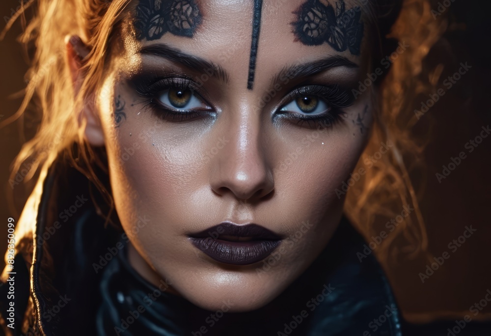 portrait of a woman with makeup, cyberpunk girl portrait of a woman with makeup, cyberpunk girl