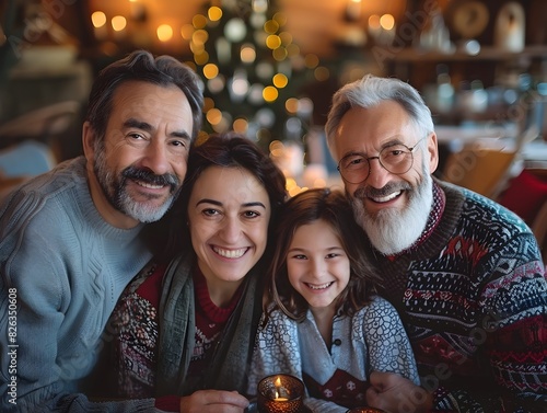 Joyful Family Bonding During Festive Holiday Gathering in Cozy Home Setting