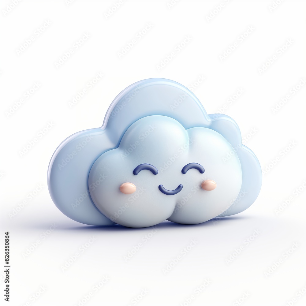 Cute Cloud Cartoon Clay Illustration, 3D Weather Icon, Isolated on white background Cute Cloud Cartoon Clay Illustration, 3D Weather Icon, Isolated on white background