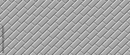 Grey brick wall pattern for kitchen and bathroom. Modern backdrop. Grey cover vector background.