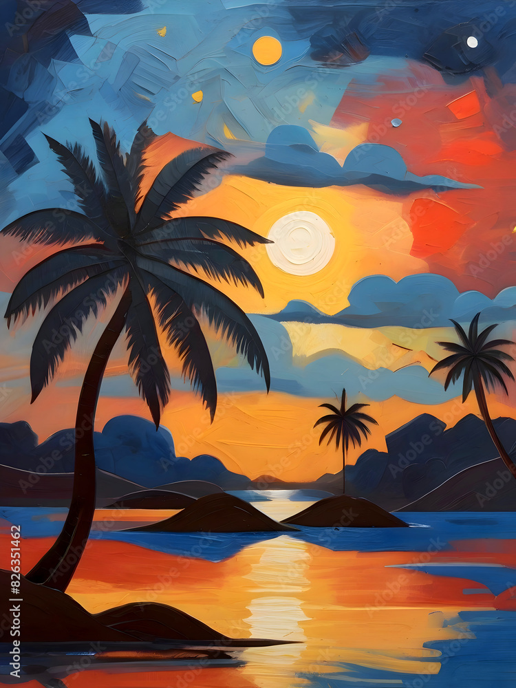 Guinea-Bissau Cubism Country Landscape Illustration Art Guinea-Bissau Cubism Country Landscape Illustration Art