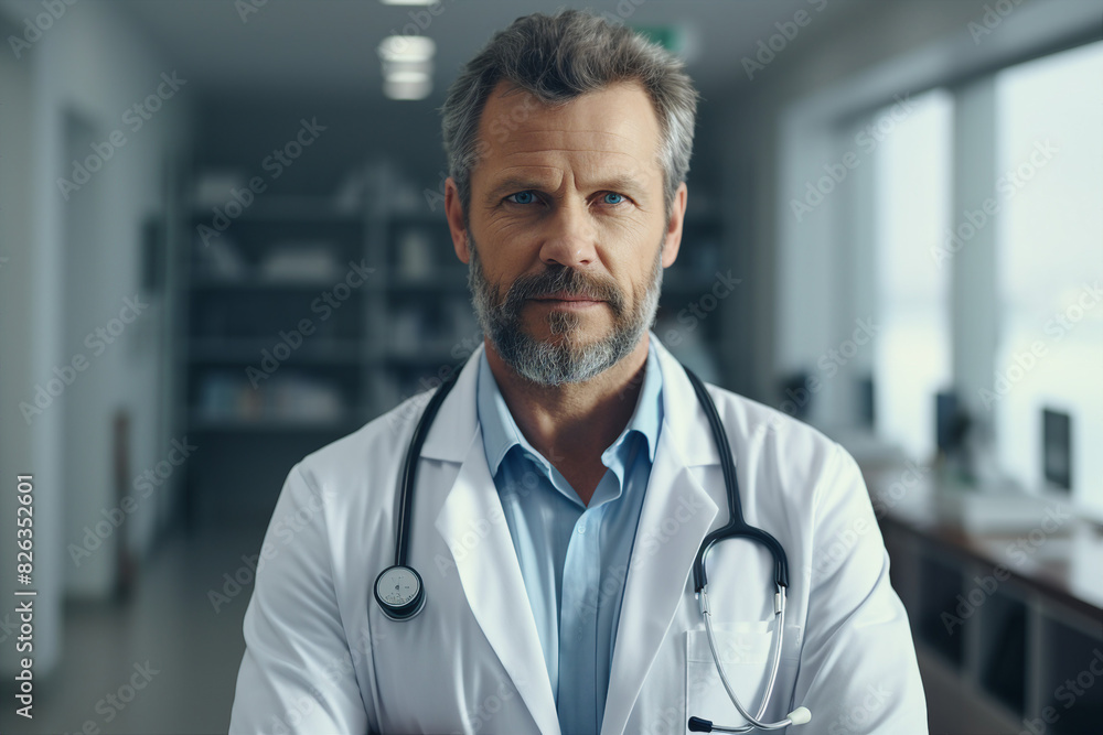 Generative AI Portrait of experienced doctor at hospital patient examination consultation medicare Generative AI Portrait of experienced doctor at hospital patient examination consultation medicare