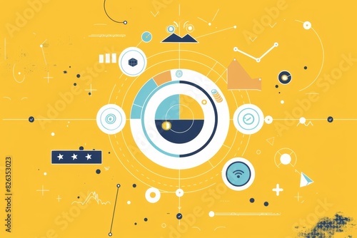 abstract infographic information representation on business data yellow flat illsutration photo