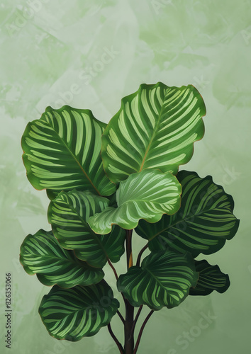 an aesthetic photograph of Calathea orbifolia, photo