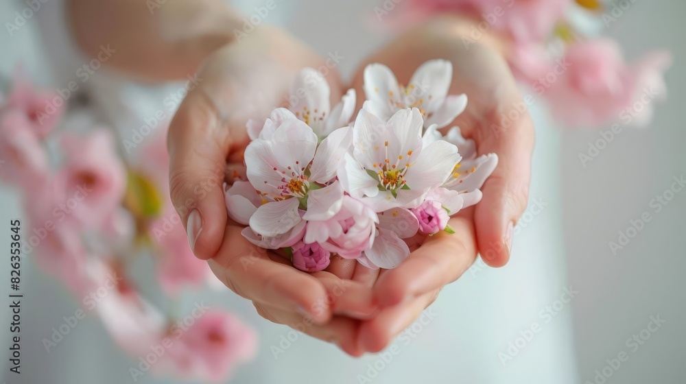 blooming love delicate spring flowers in feminine hands closeup photography blooming love delicate spring flowers in feminine hands closeup photography
