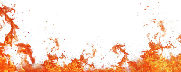 orange hot fire frame border isolated on white or transparent png