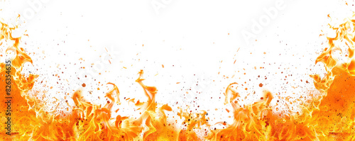 orange hot fire frame border isolated on white or transparent png