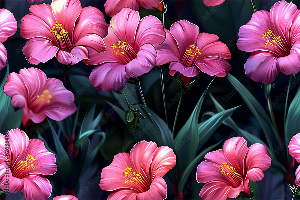 A close up of a bunch of pink flowers with a dark background A close up of a bunch of pink flowers with a dark background