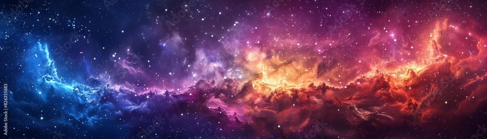 Fototapeta premium The image is an abstract painting of a space nebula