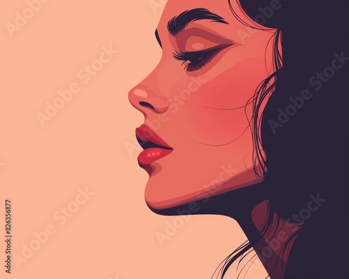 Woman wearing matte lipstick flat design front view modern elegance theme animation Tetradic color scheme