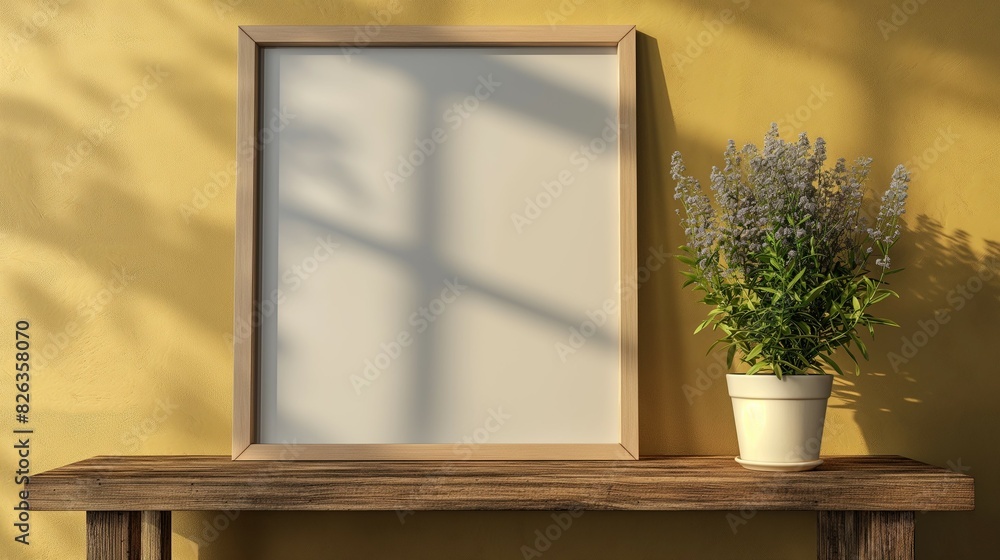 Wall poster frame mockup, simple room interior Wall poster frame mockup, simple room interior