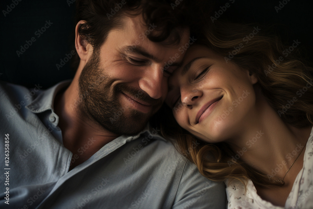 Generative AI image of young people at home relax after housework chores Generative AI image of young people at home relax after housework chores