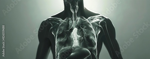 A film noirinspired chest Xray of a healthy man photo
