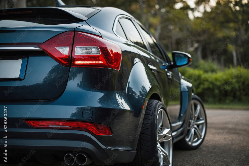 An image of a car from back view, emphasizing tail light An image of a car from back view, emphasizing tail light