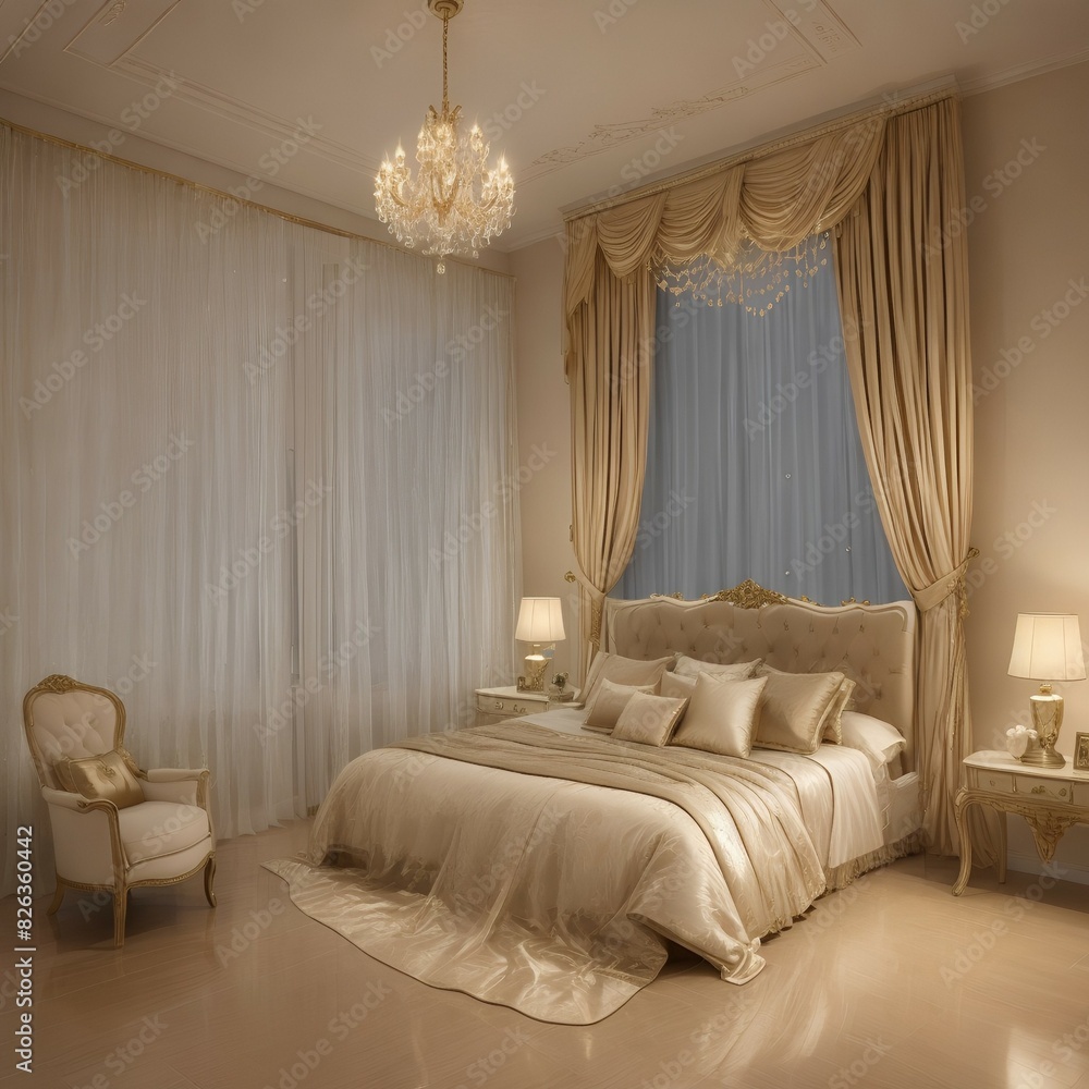 bedroom with  beautiful  furniture 
