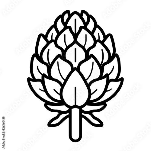 Artichoke Icon in Minimalist Outline Style