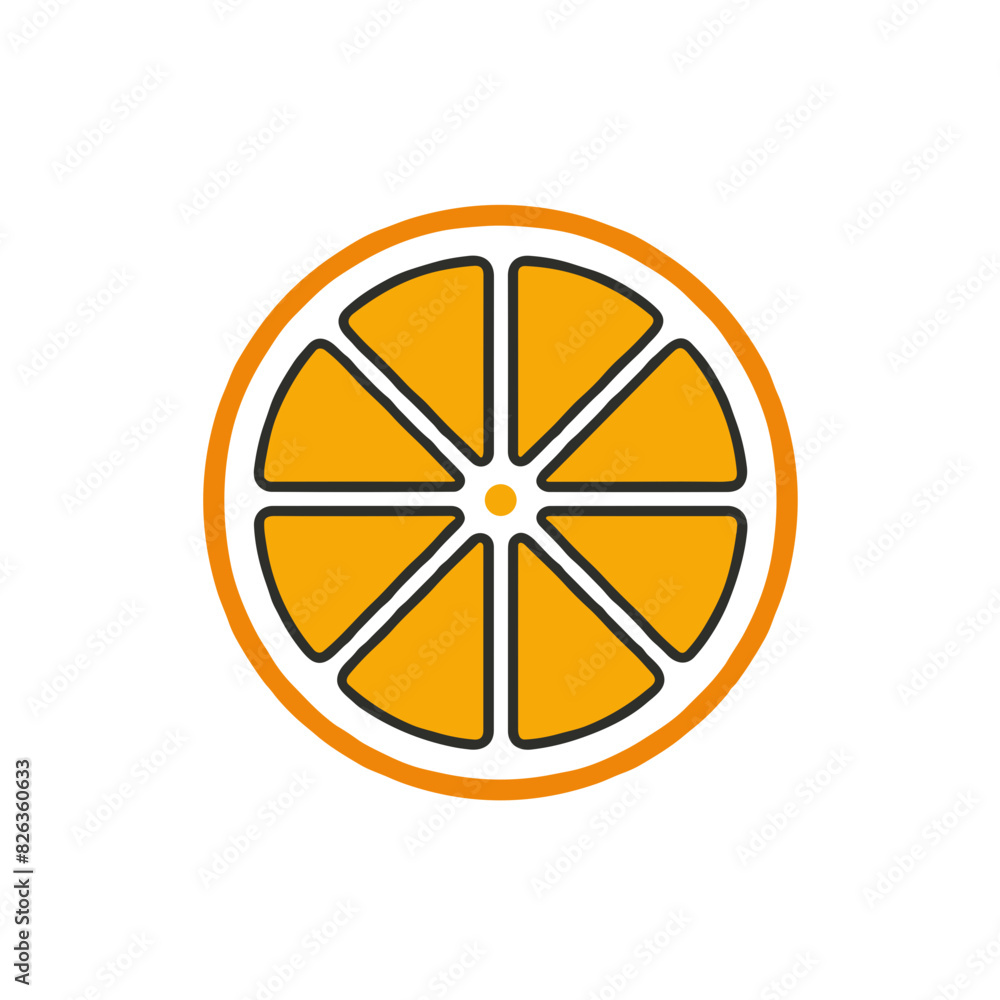 Orange Slice Icon with Simple Design Orange Slice Icon with Simple Design