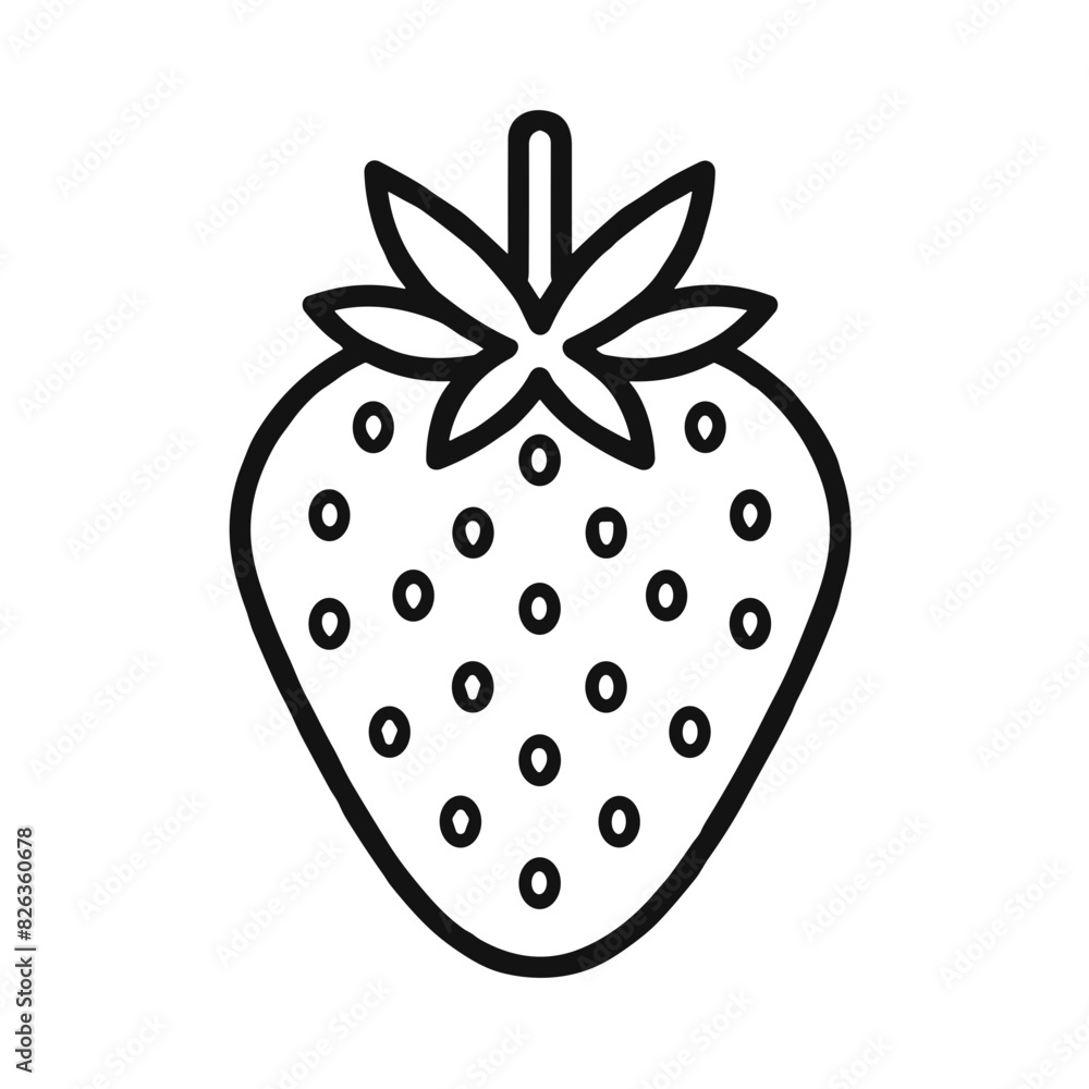 Black Outline Strawberry Icon, Simple Line Interface Black Outline Strawberry Icon, Simple Line Interface