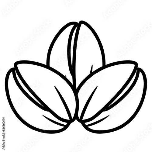 Black Outline Pistachios Icon, Simple Line Interface