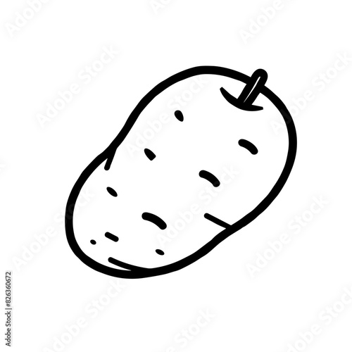 Black Outline Potato Icon, Simple Line Interface