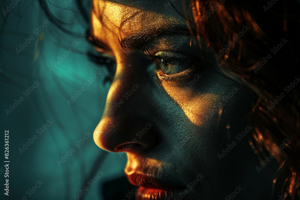 Portrait of beautiful young femme fatale woman in cinematic film noir style generative AI Portrait of beautiful young femme fatale woman in cinematic film noir style generative AI