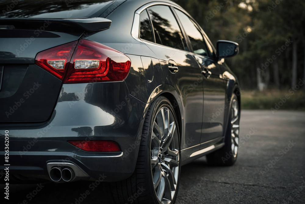 An image of a car from back view, emphasizing tail light An image of a car from back view, emphasizing tail light
