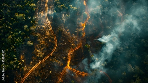 Aerial View of Vast Amazon Deforestation Driven by Global Demand and Industrial Agriculture Expansion © Thares2020